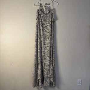 Flawless Large Maxi Dress Poplin Cream And Black Spot Print High Low Hem
